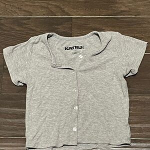 Katie J grey button down shirt